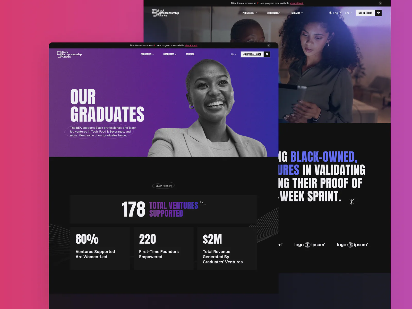 Black Entrepreneurship Alliance website by Aully