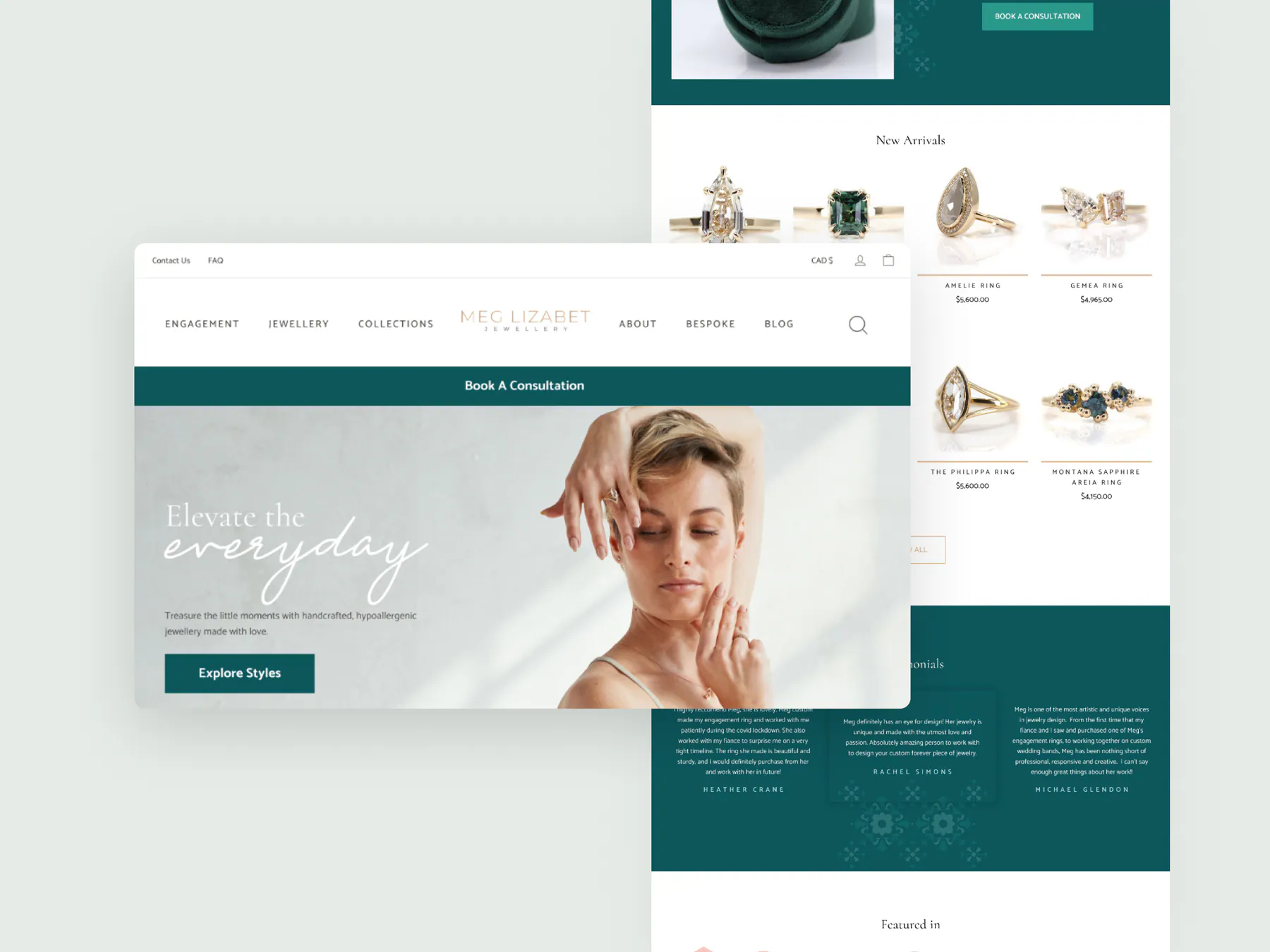Meg Lizabet Jewellery website by Aully