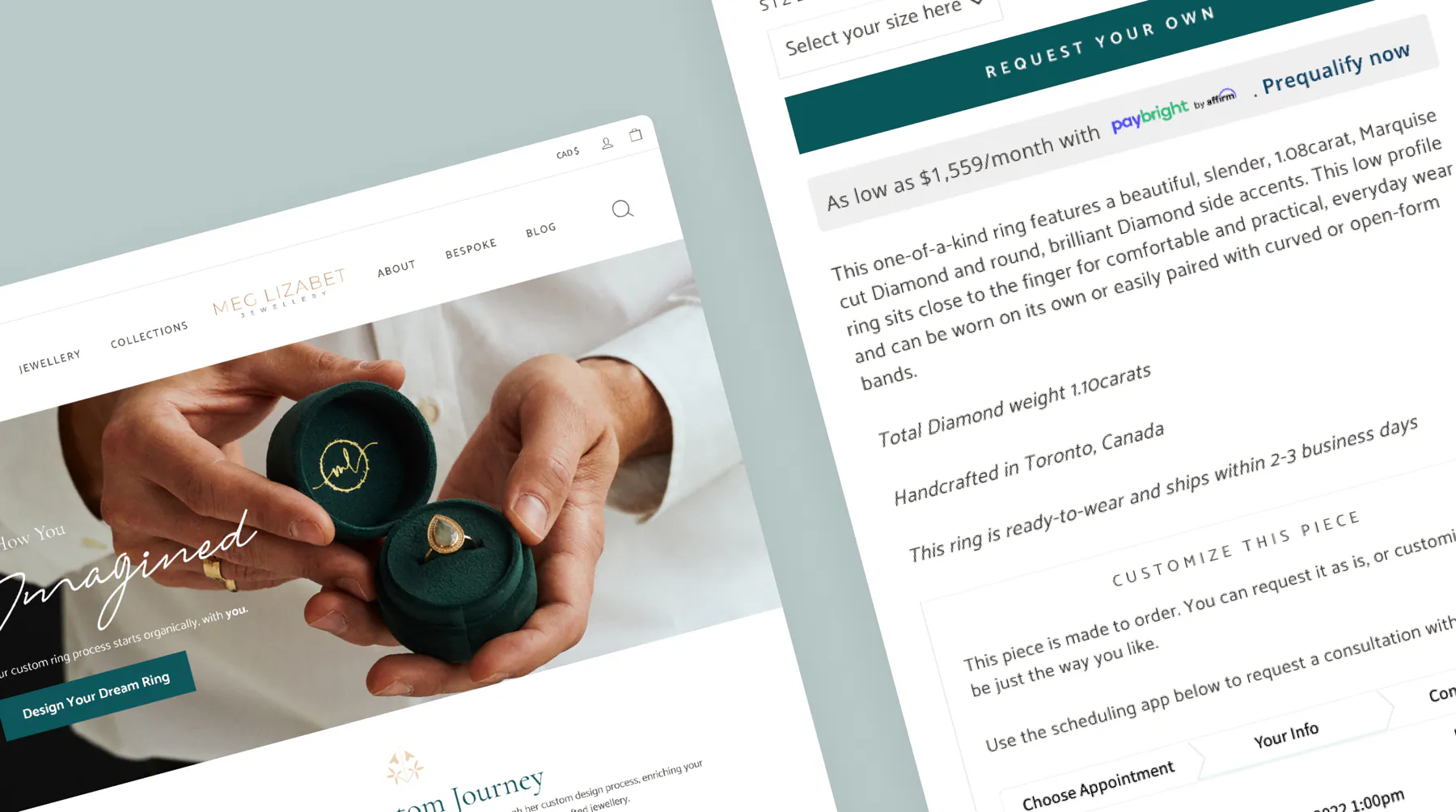 Meg Lizabet Jewellery website by Aully