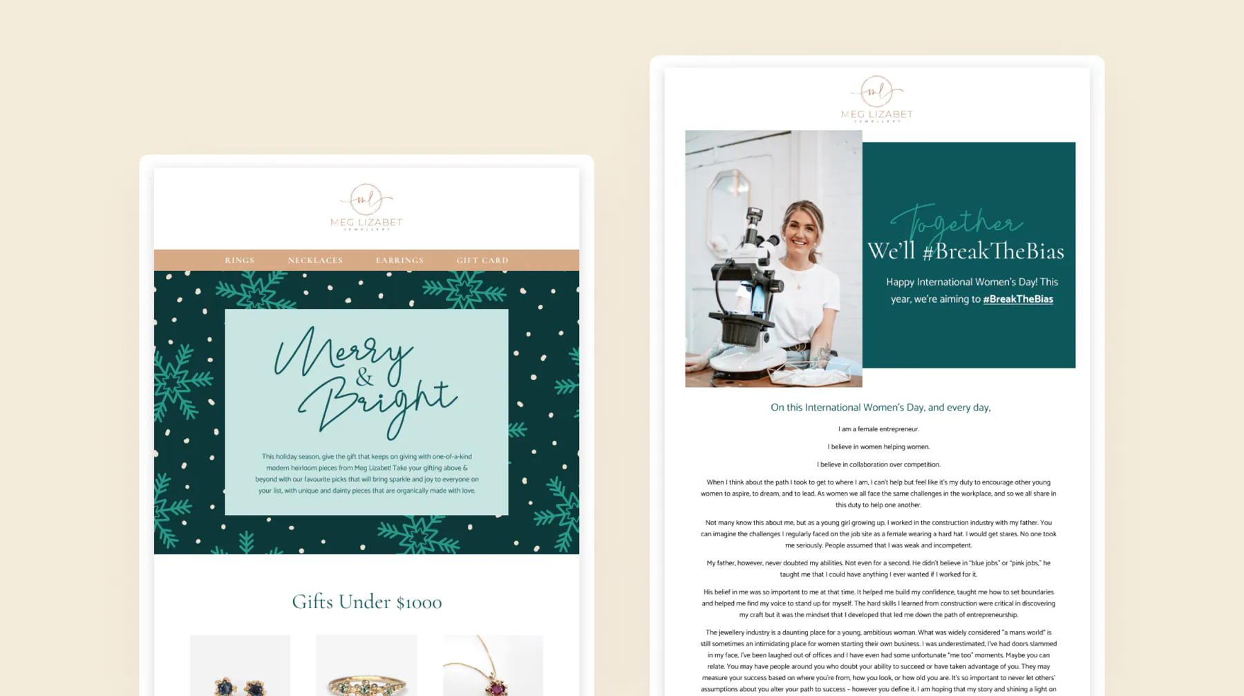 Meg Lizabet Jewellery website by Aully