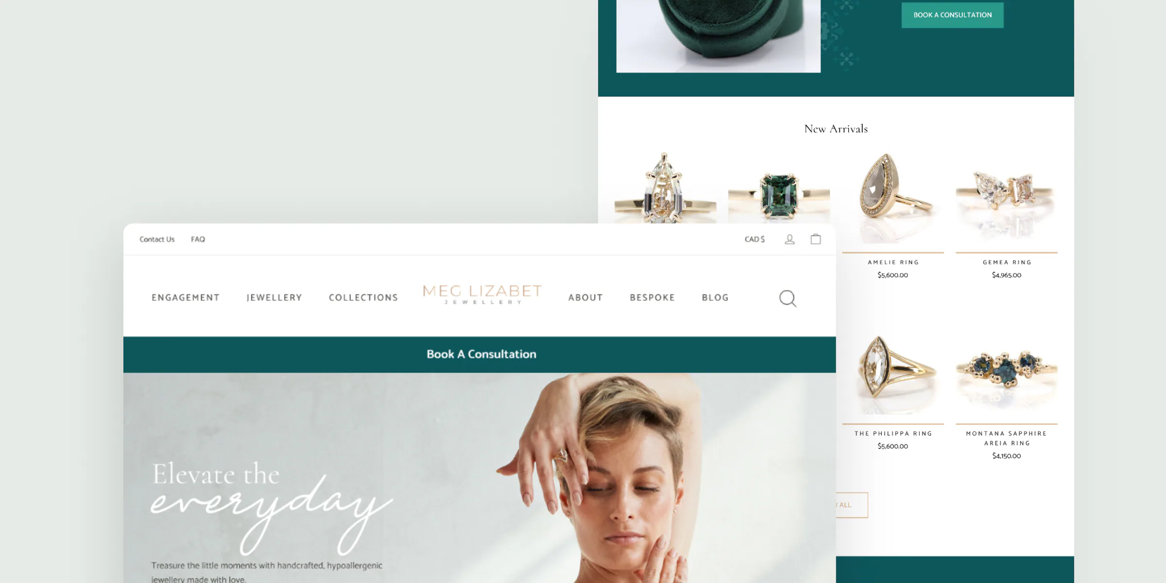 Meg Lizabet Jewellery website by Aully