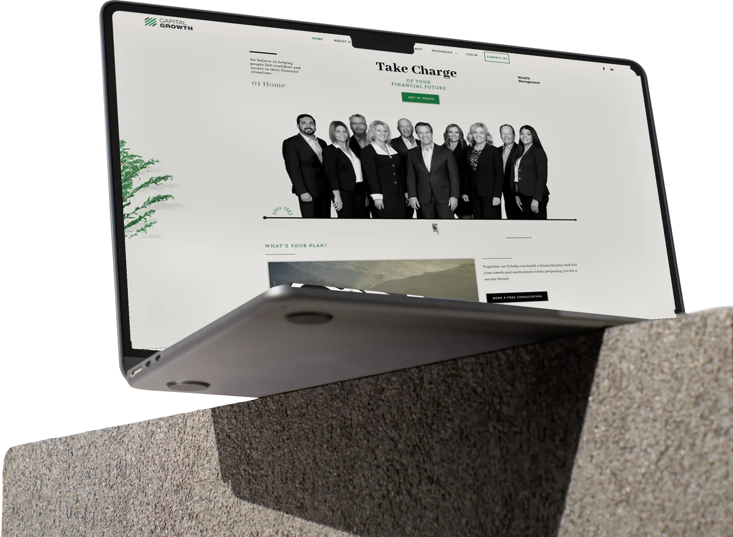 Capital Growth website shown on a laptop