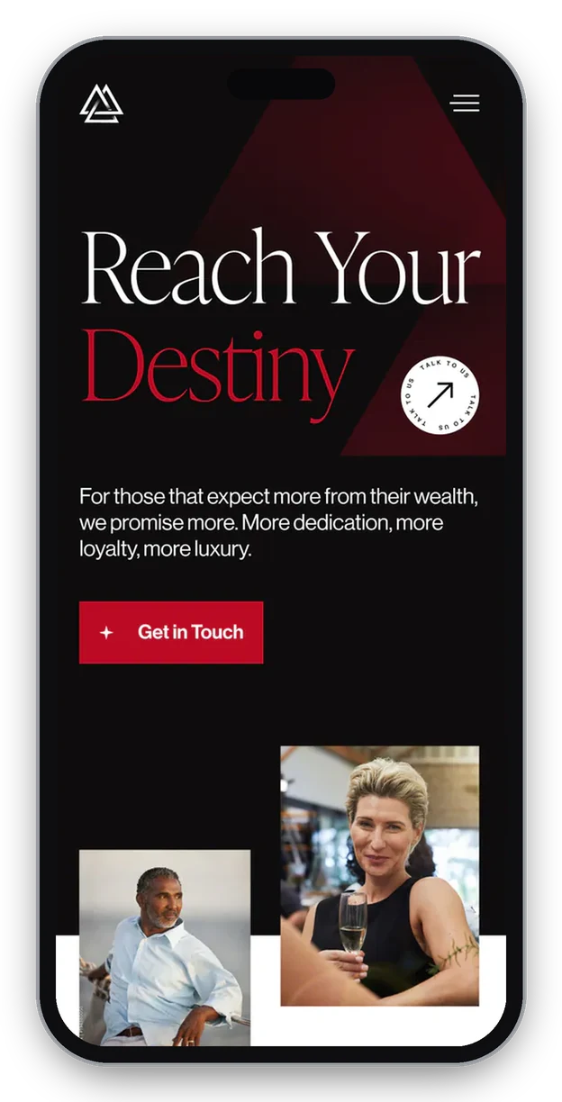 Kismet Wealth Group website on a phone
