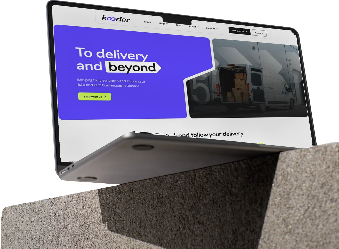 Korrier website shown on a laptop