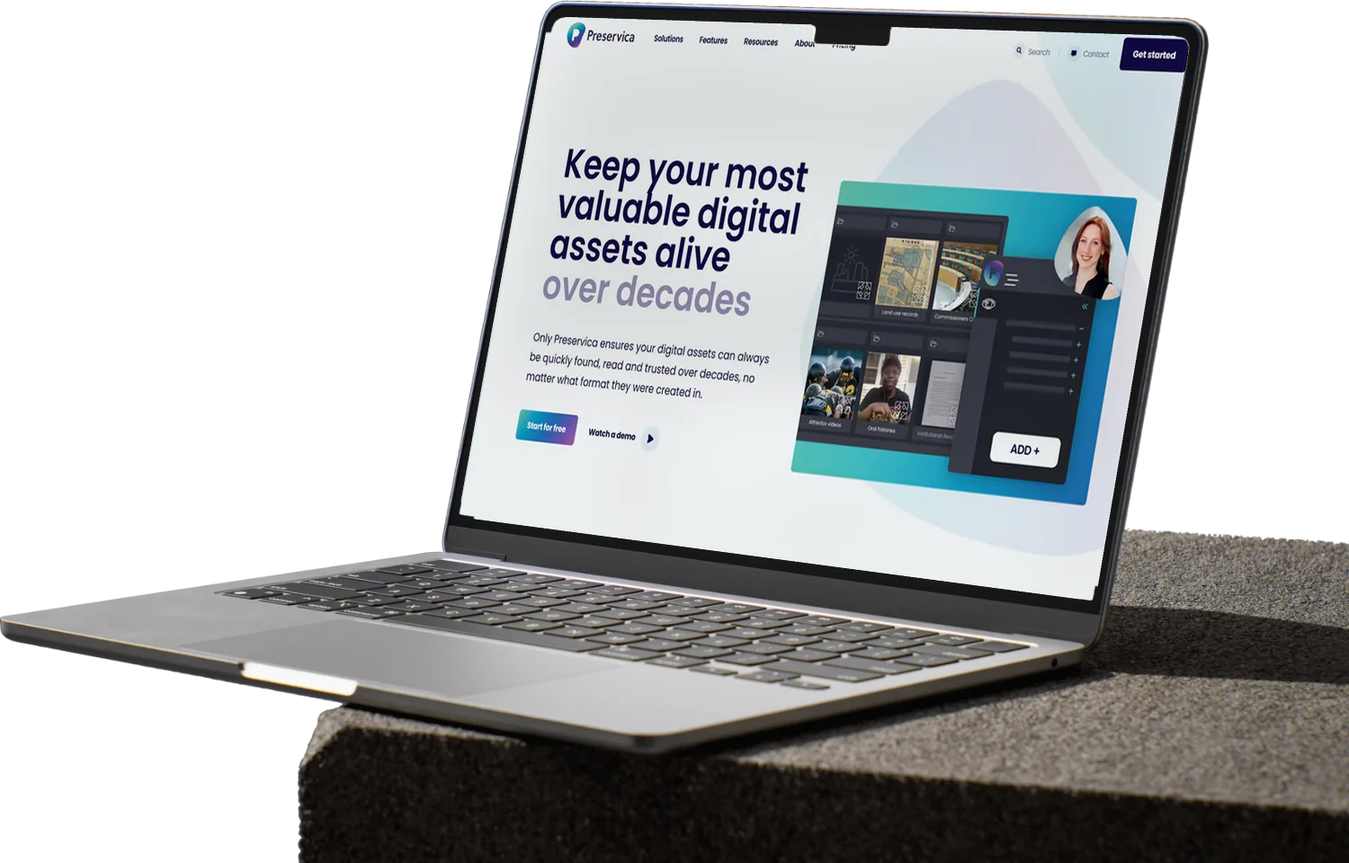 Preservica website shown on a laptop